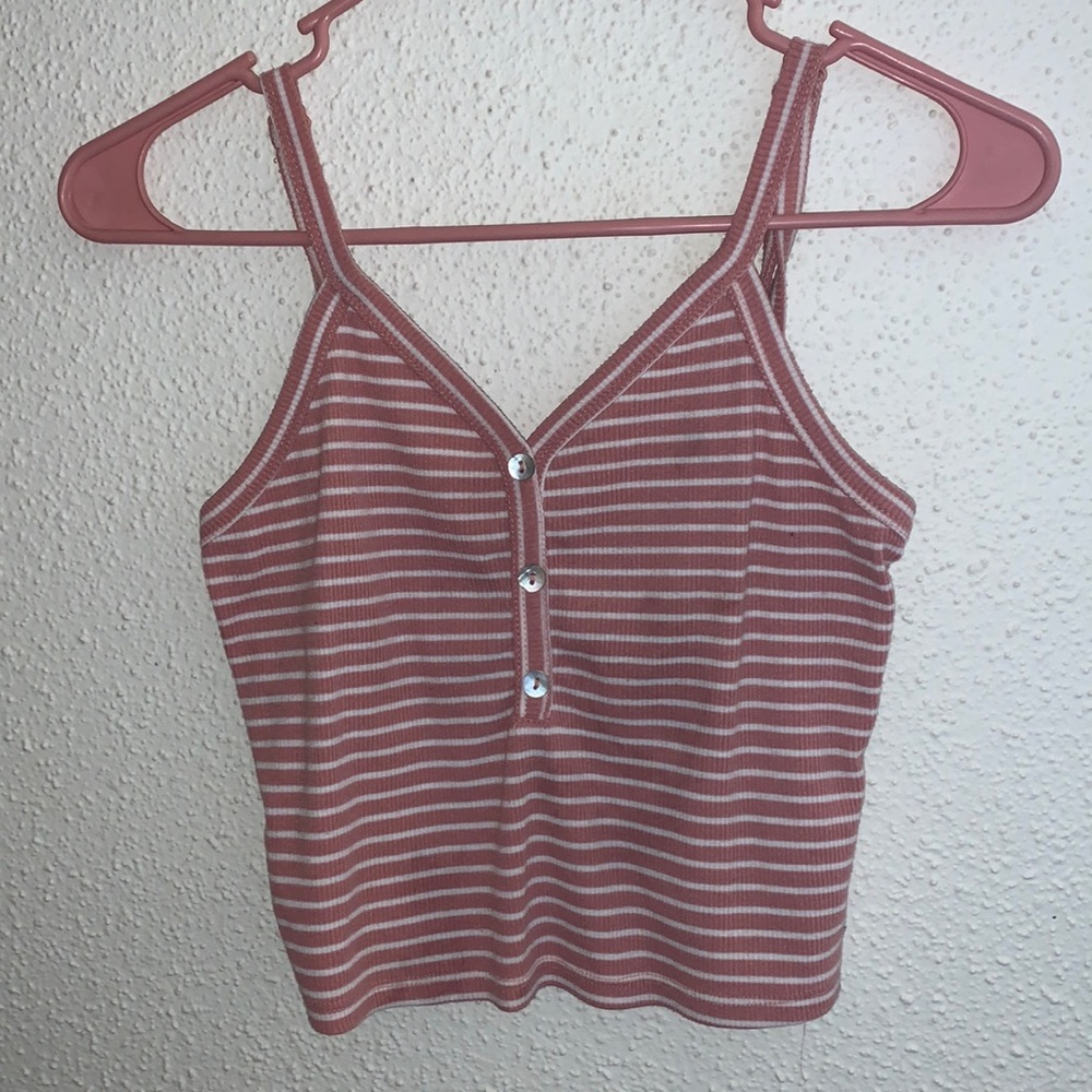 Pink and white stripped Crop Top size medium.